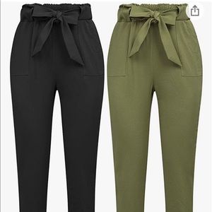 Grace Karin Paper Bag Pants! Two Pairs! Army green and black. Size Small